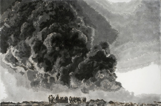 Tomas Espina The Fury of Lefkada (Burnt room), 2009 Gunpowder on Canvas