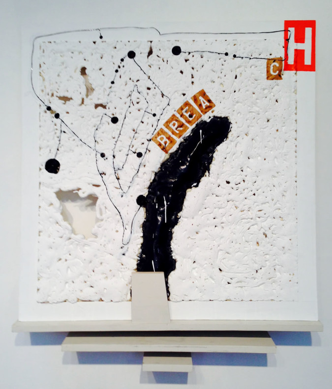 Breach, 59" X 48", Acrylic, canvas, styrofoam, wood, 2015