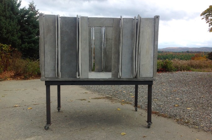 Architectural Folley # 10, 2015, concrete on steel table, 54x60x36 inches