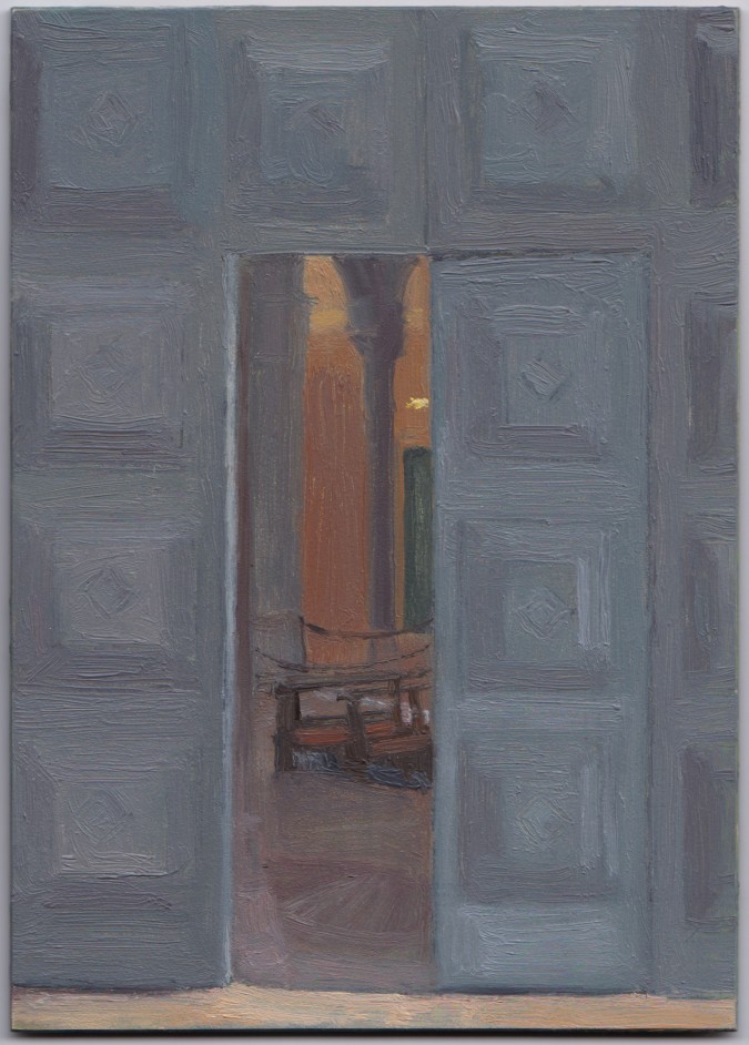 Ravenna Doors (San Vitale), 2014, oil on panel, 7 x 5 in.