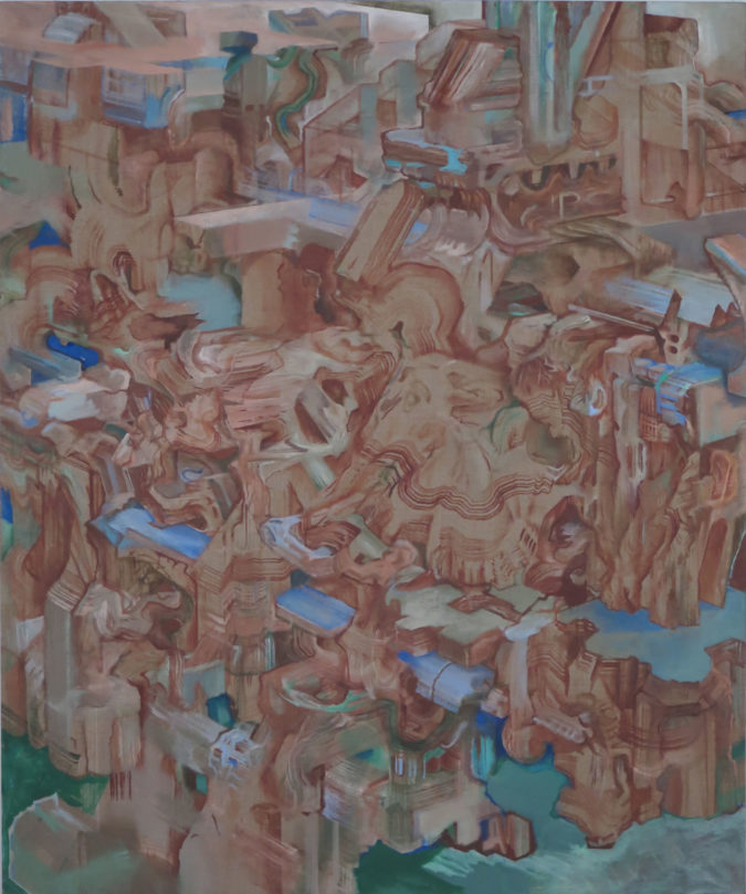 “Rubble of Its Own Debris” oil on linen, 2009, 60”x50”