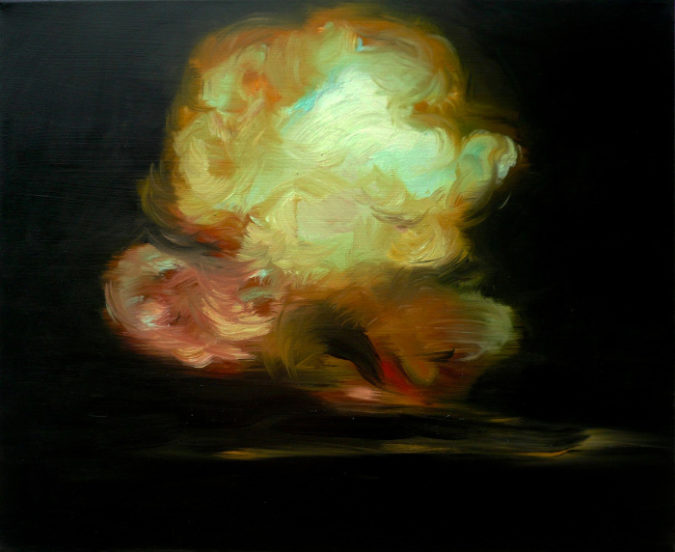 Joy Garnett, Explosion, Black & Yellow, 2009, Oil on Canvas, 26” x 32”