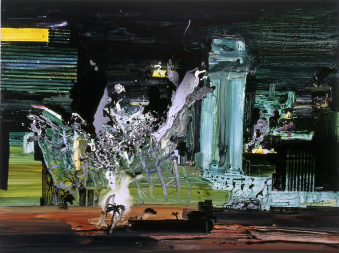 Lisa Sanditz, Imploding the Boardwalk, 2006, acrylic on canvas, 57” x 77”
