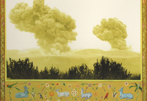 Susanne Slavic, Reveal: Pastoral with Floral and Fauna, 2007, gouache on archival digital print /Hahnemühle paper, 14.25" x 17.25"